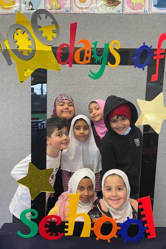 Year 1s celebrating their 100th Day of School